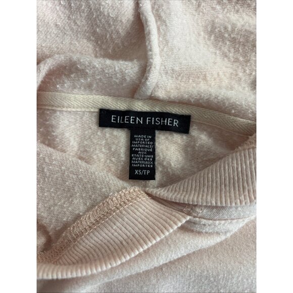 Eileen Fisher Pink Tencel Organic Cotton Boxy Hoodie Pullover Size XS Cozy Top - Picture 4 of 8